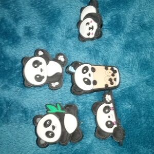 SET OF FIVE PANDA CROCK CHARMS.